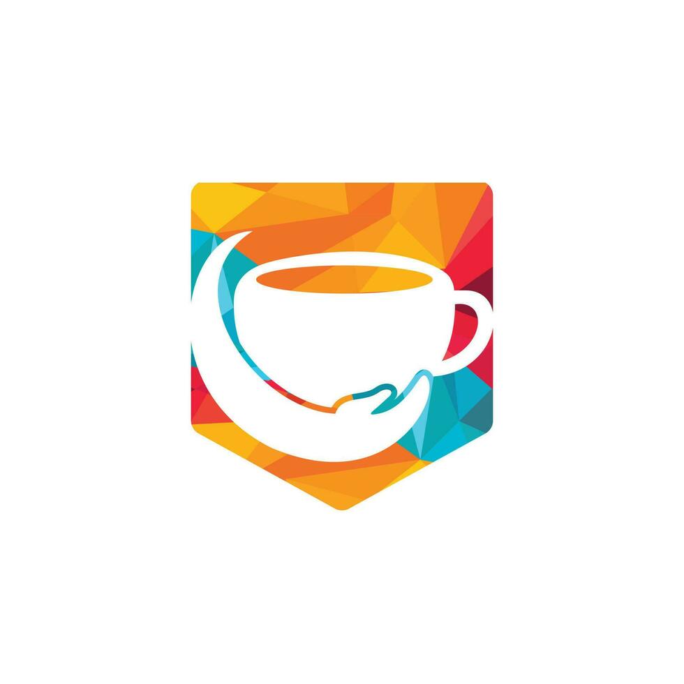 koffie zorg vector logo ontwerp. koffie kop en hand- icoon ontwerp.