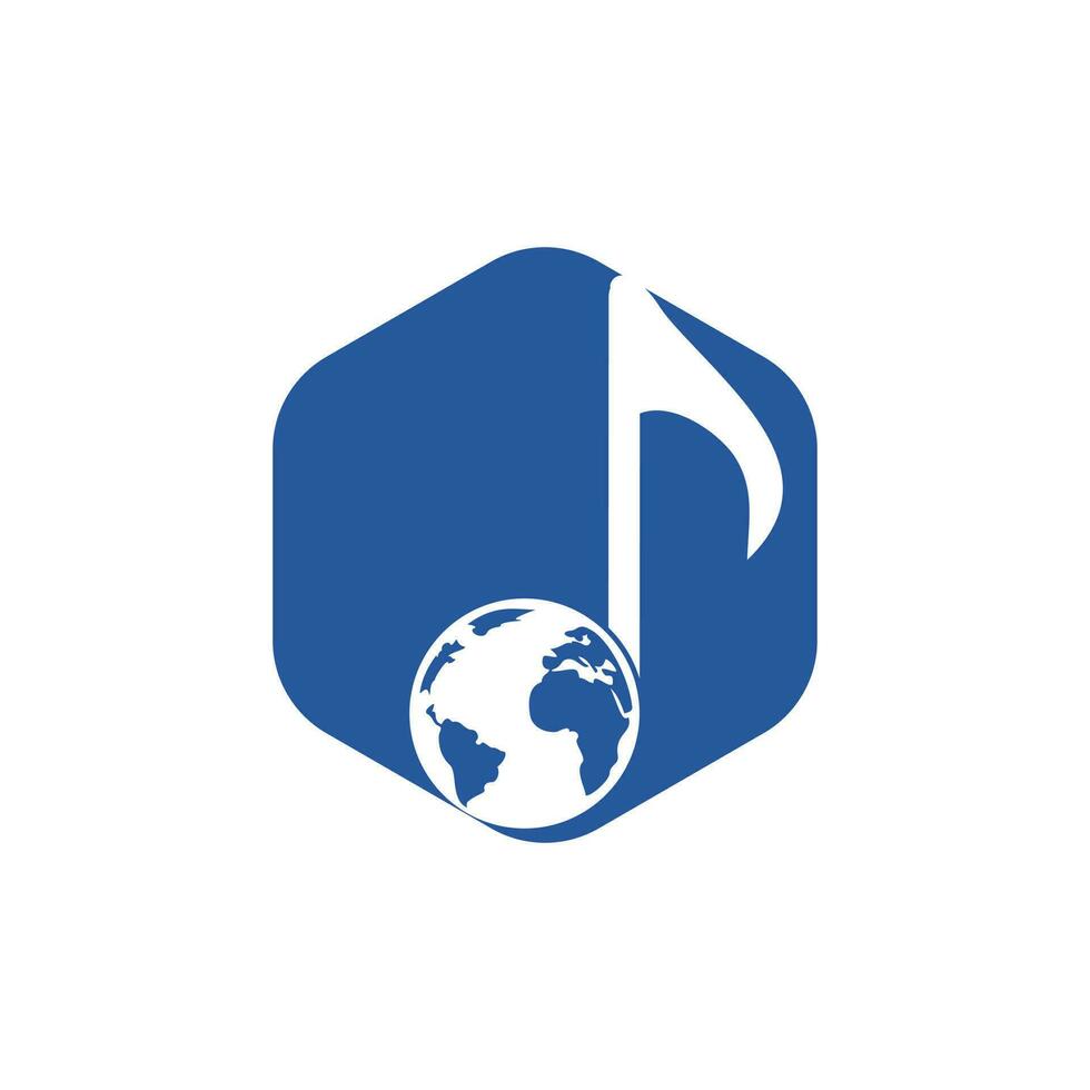 wereldbol en muziek- Notitie icoon logo ontwerp. vector illustratie icoon met globaal muziek- media beheer concept.
