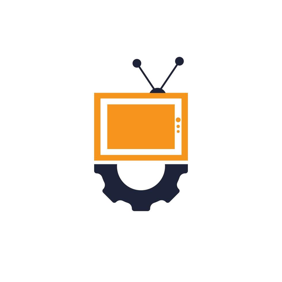 televisie uitrusting vector logo ontwerp. TV reparatie logo. televisie en monteur symbool of icoon.