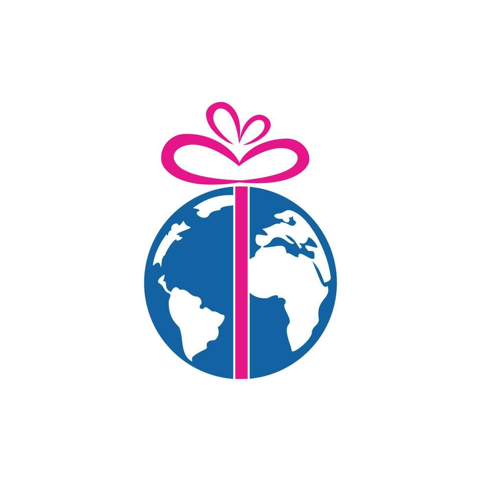 globaal geschenk vector logo ontwerp sjabloon. uniek wereldbol en markt logotype ontwerp sjabloon.