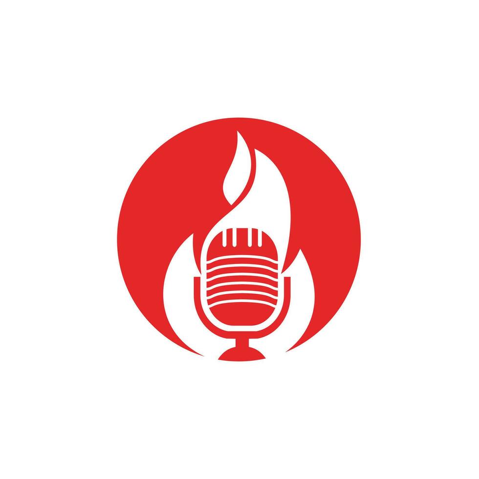 brand podcast logo ontwerp sjabloon. vlam brand podcast mic logo vector icoon illustratie.