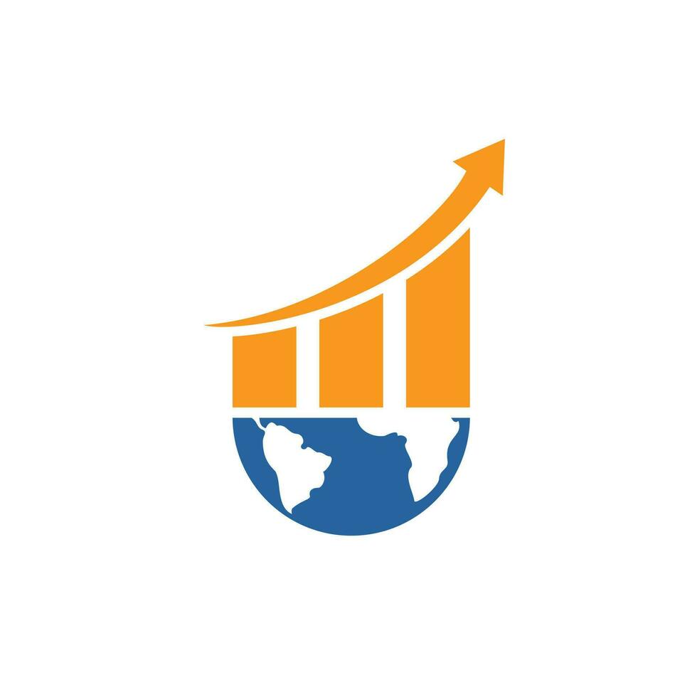 wereld statistieken vector logo ontwerp sjabloon. wereld financiën logo ontwerp concept.