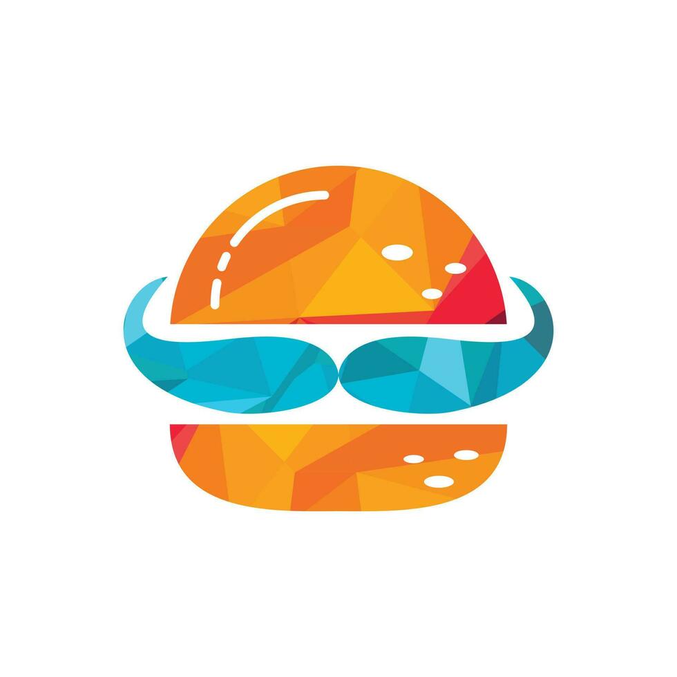 hamburger koning vector logo ontwerp. hamburger met kroon en snor icoon logo concept.