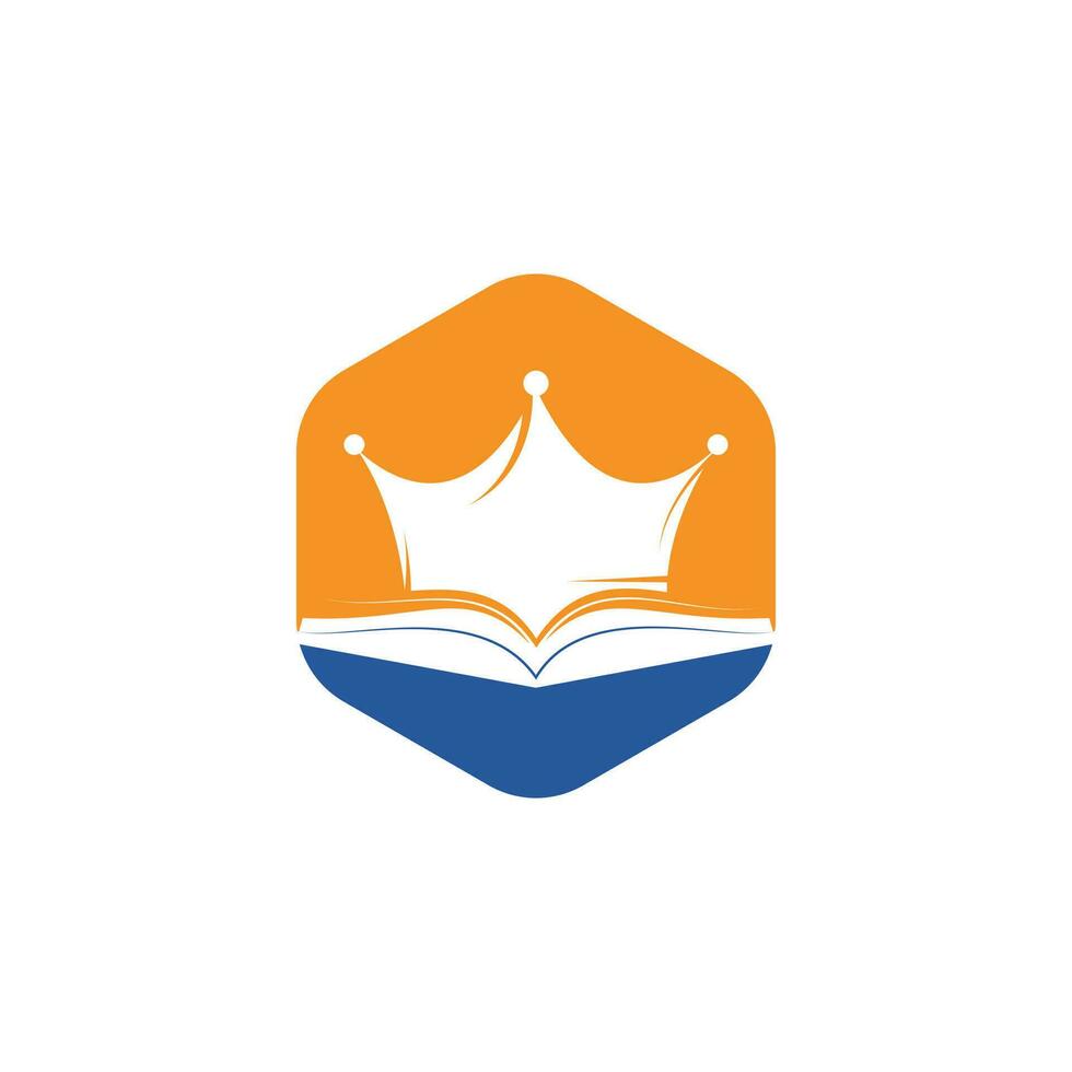 koning boek vector logo sjabloon ontwerp. vector boek en kroon logo concept.