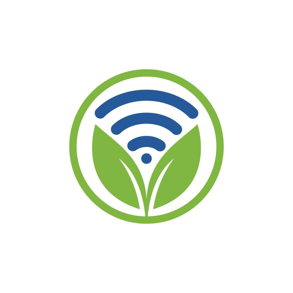 blad natuur Wifi vector logo ontwerp.