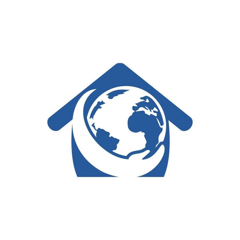 wereld hand- logo. opslaan wereld logo ontwerp. globaal zorg logo concept. vector