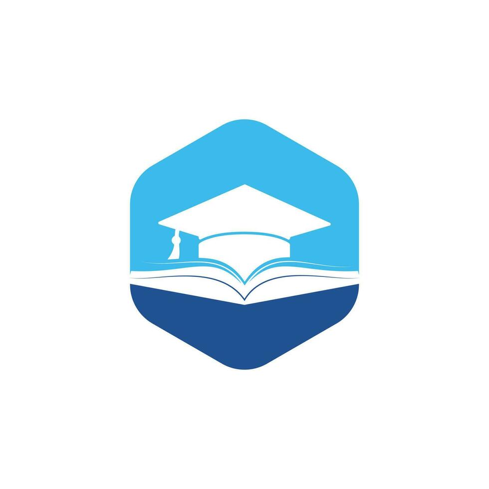 diploma uitreiking hoed en boek vector logo sjabloon. onderwijs logo concept.