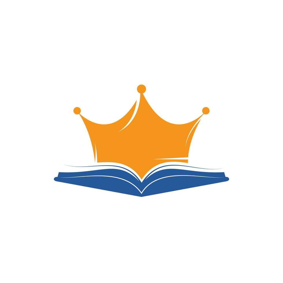 koning boek vector logo sjabloon ontwerp. vector boek en kroon logo concept.