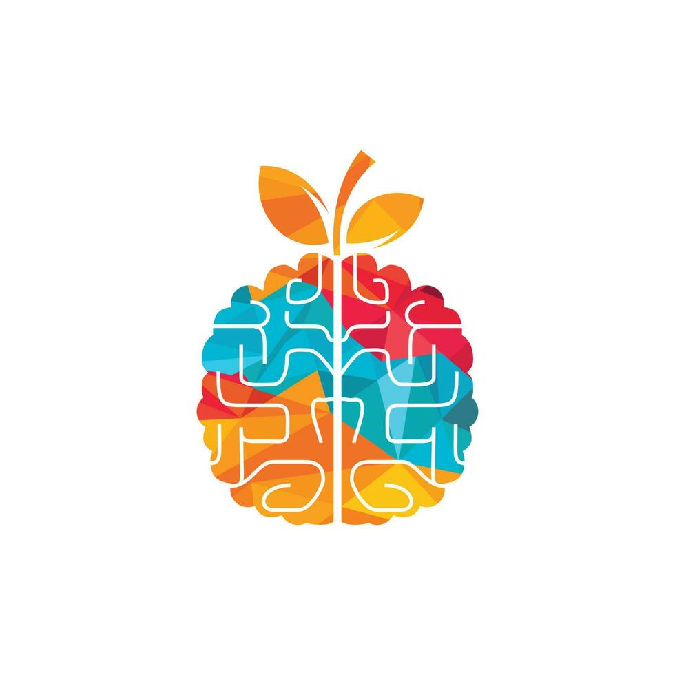 oranje hersenen vector logo ontwerp. logo van een fruit stijl brein.