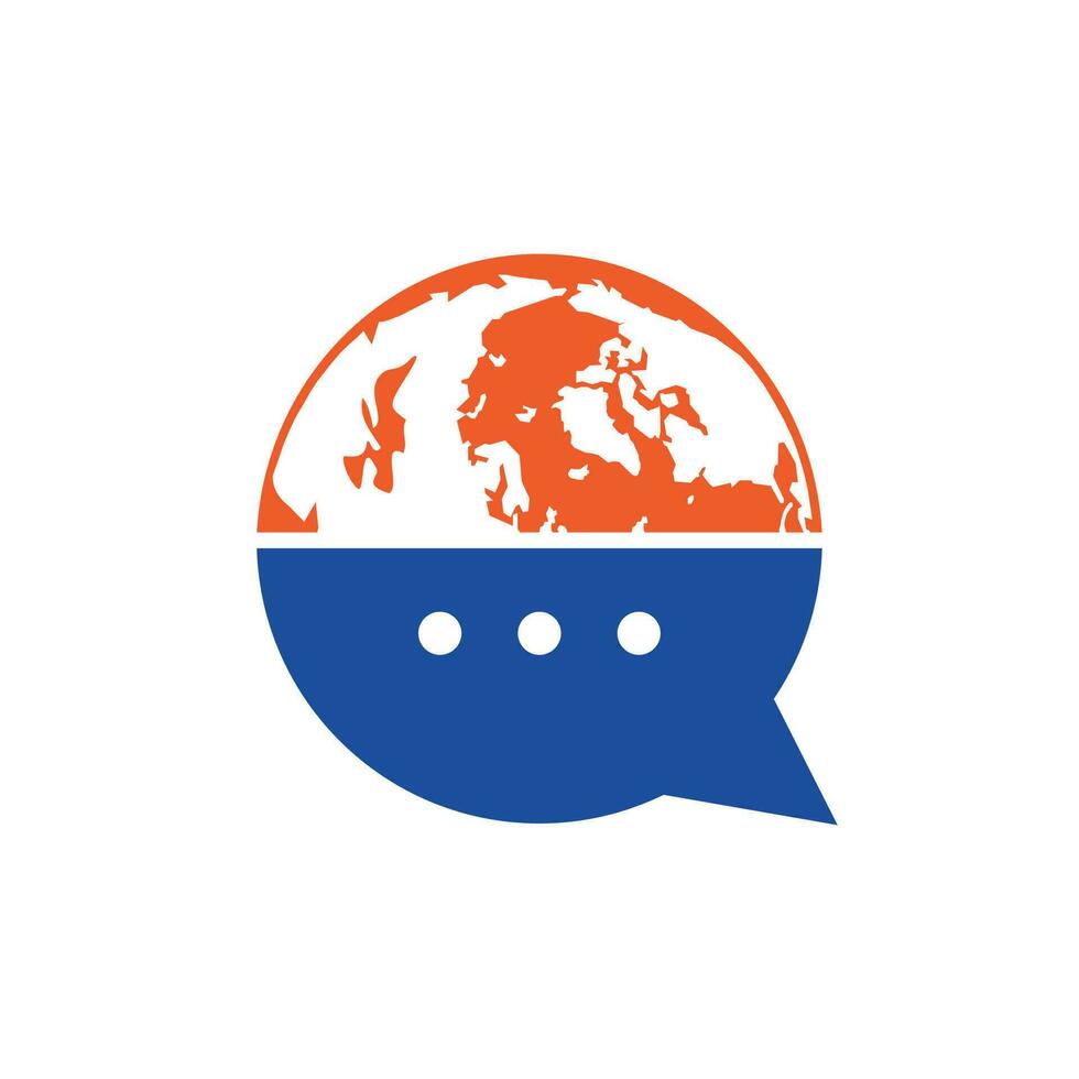 wereld babbelen vector logo ontwerp. wereldbol logo met bubbel praten icoon.