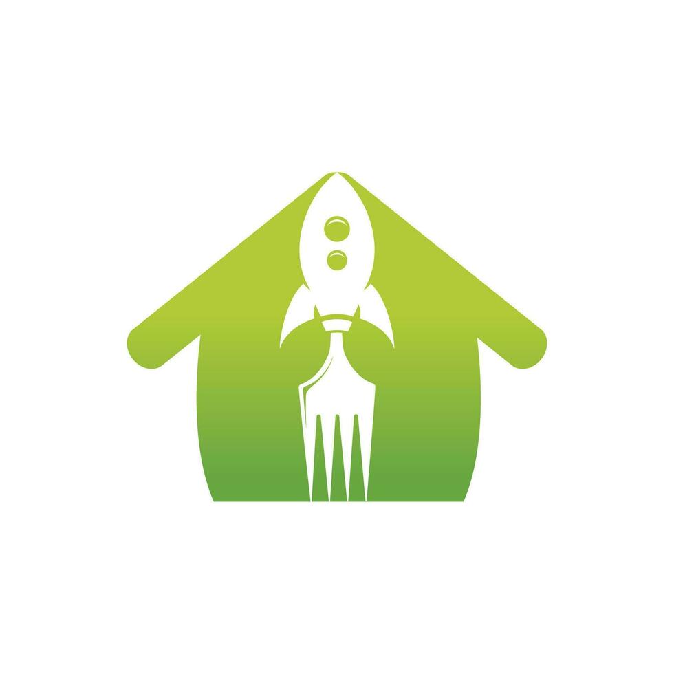 raket voedsel met huis icoon logo ontwerp illustratie. snel voedsel levering logo sjabloon. vector