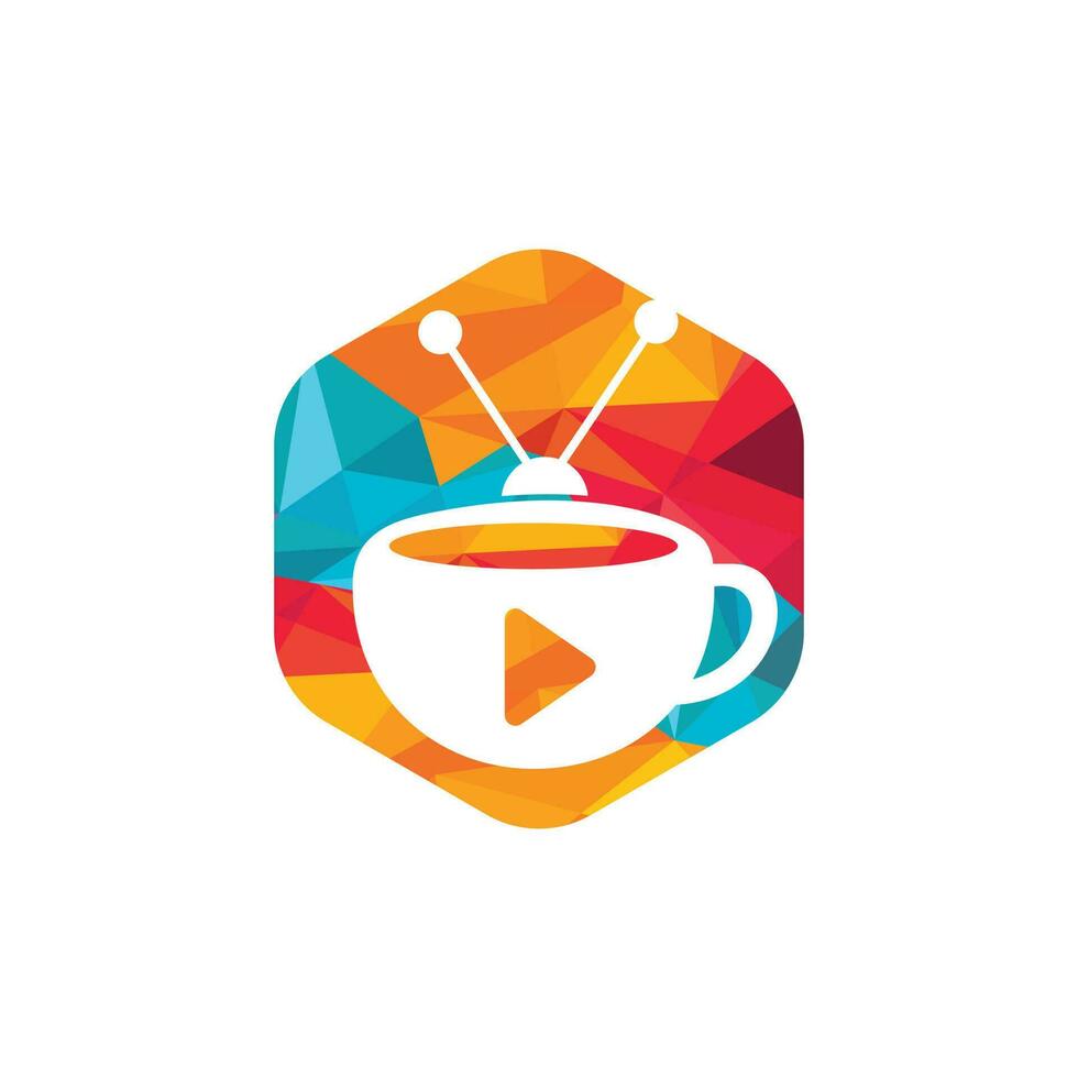 koffie televisie vector logo ontwerp. koffie mok en televisie icoon logo concept.