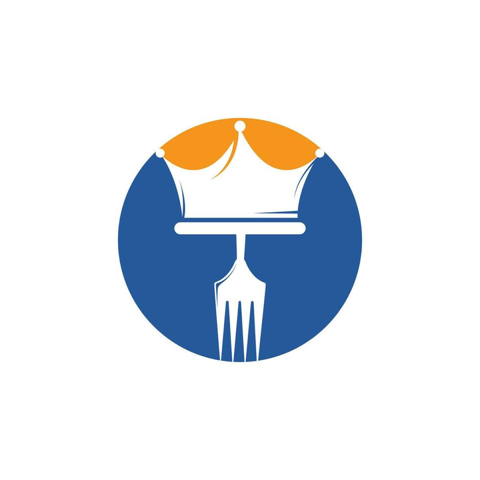 koning voedsel vector logo ontwerp. vork met kroon voor restaurant logo sjabloon ontwerp.