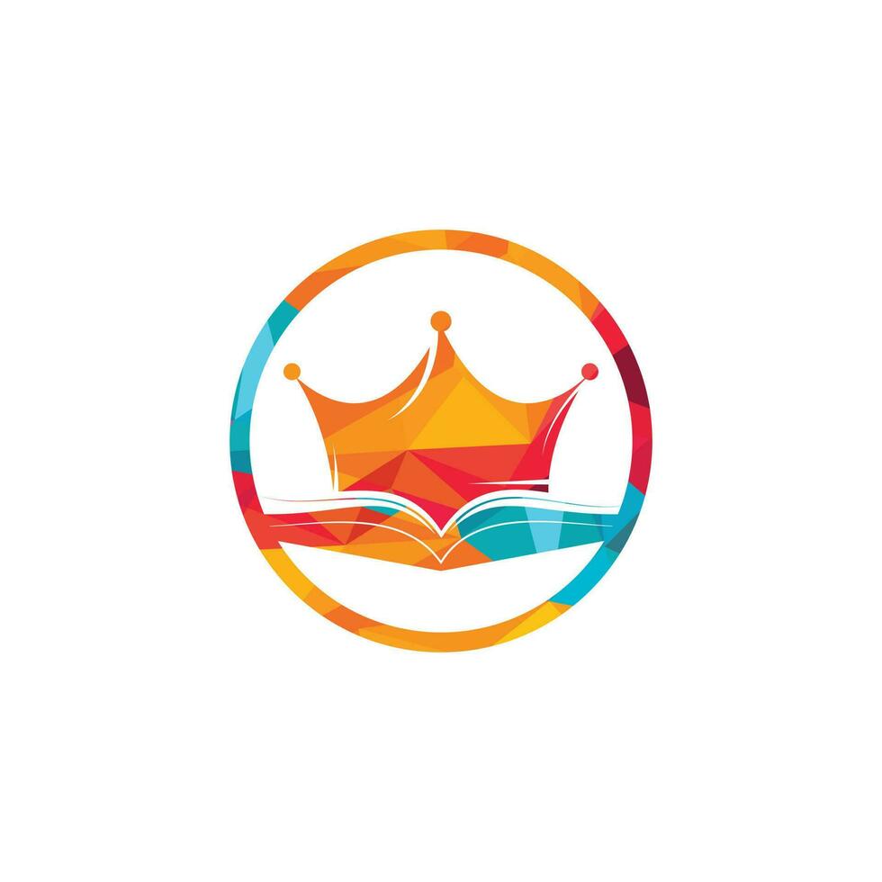 koning boek vector logo sjabloon ontwerp. vector boek en kroon logo concept.