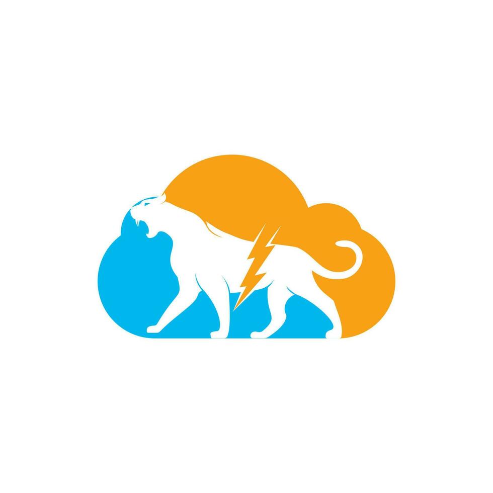 Jachtluipaard donder met wolk vorm vector logo ontwerp. Jachtluipaard elektrisch energie logo vector ontwerp.