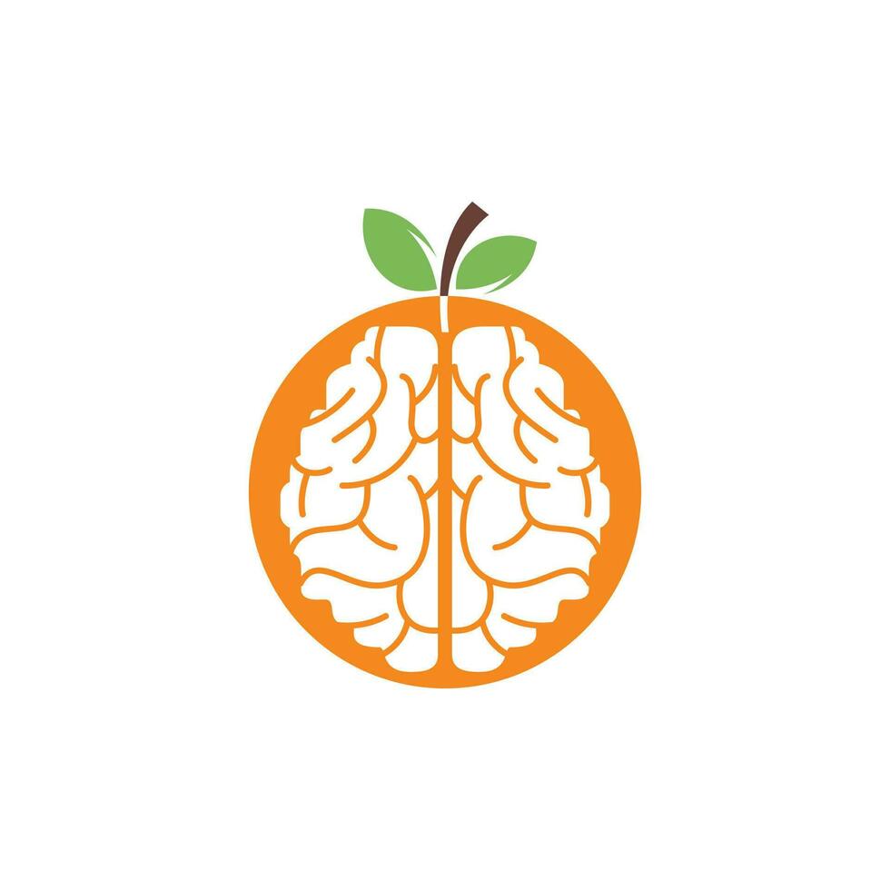 oranje hersenen vector logo ontwerp. logo van een fruit stijl brein.