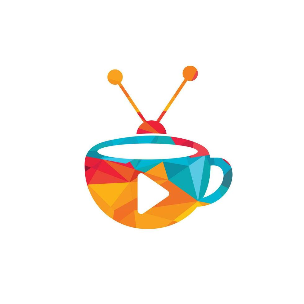 koffie televisie vector logo ontwerp. koffie mok en televisie icoon logo concept.