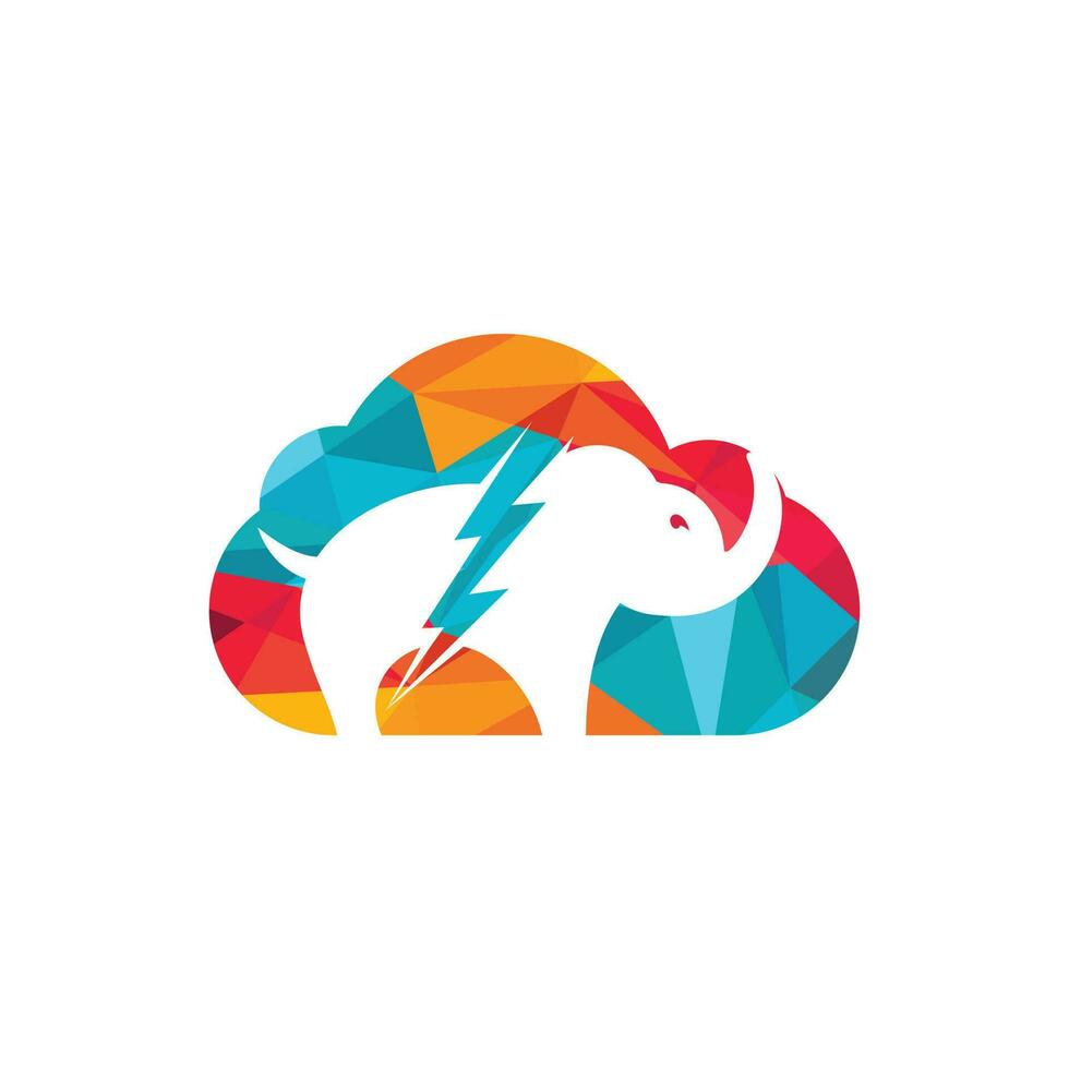 olifant donder met wolk vector logo ontwerp. macht olifant logo concept.