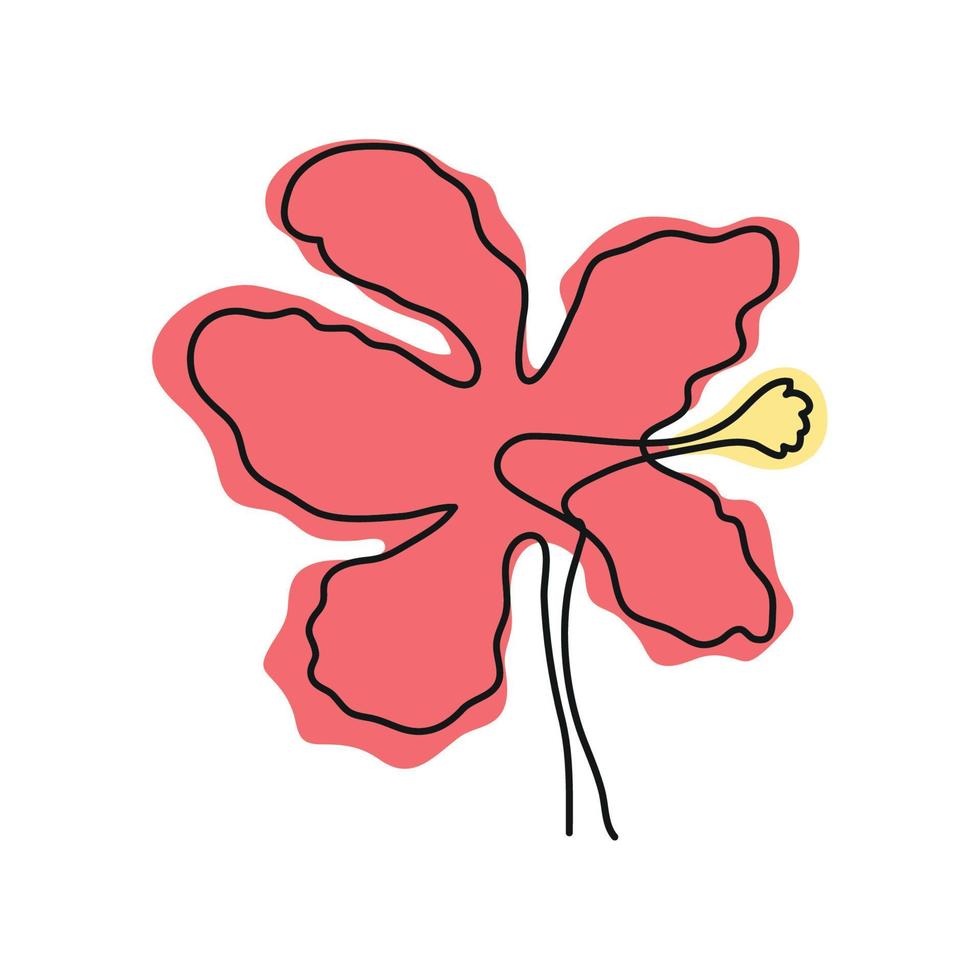 bloem hibiscus een lijn vector