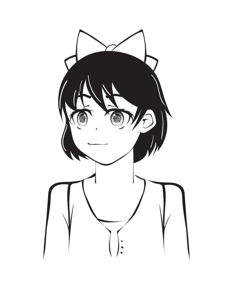anime meisje met strik in haar vector