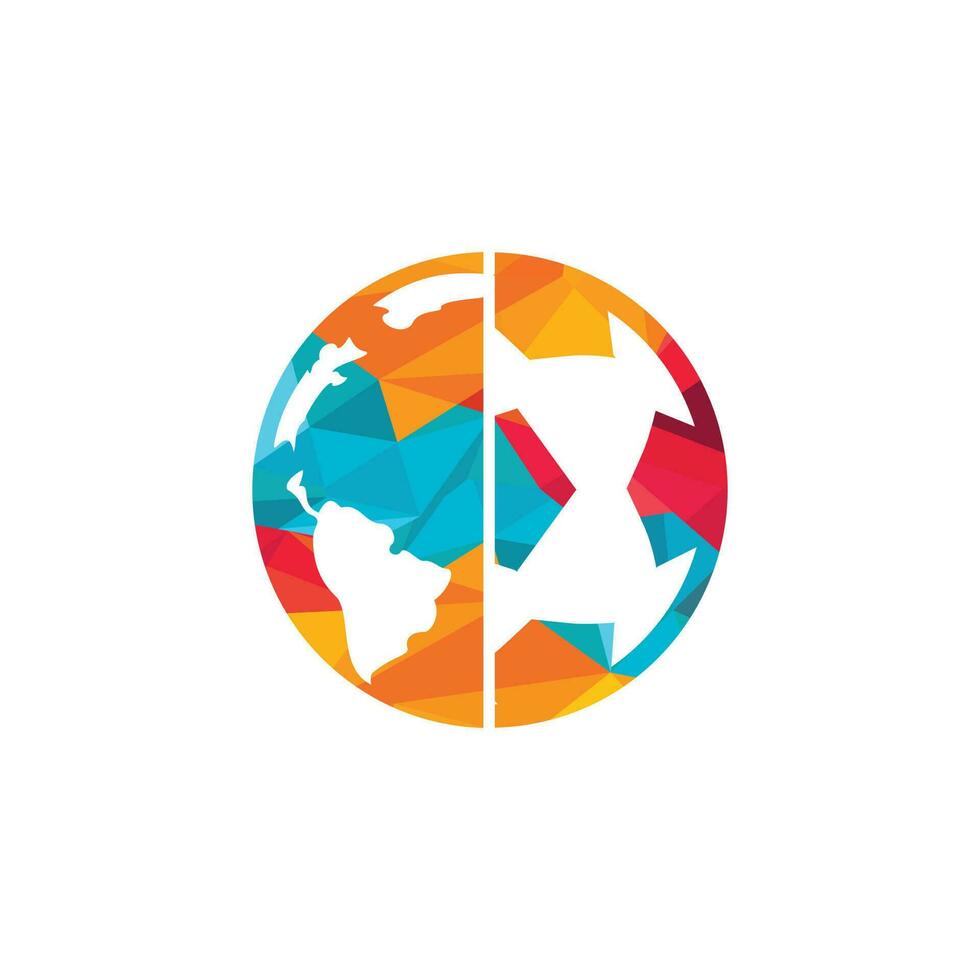 voetbal wereldbol vector logo ontwerp sjabloon. voetbal planeet logo sjabloon illustratie.