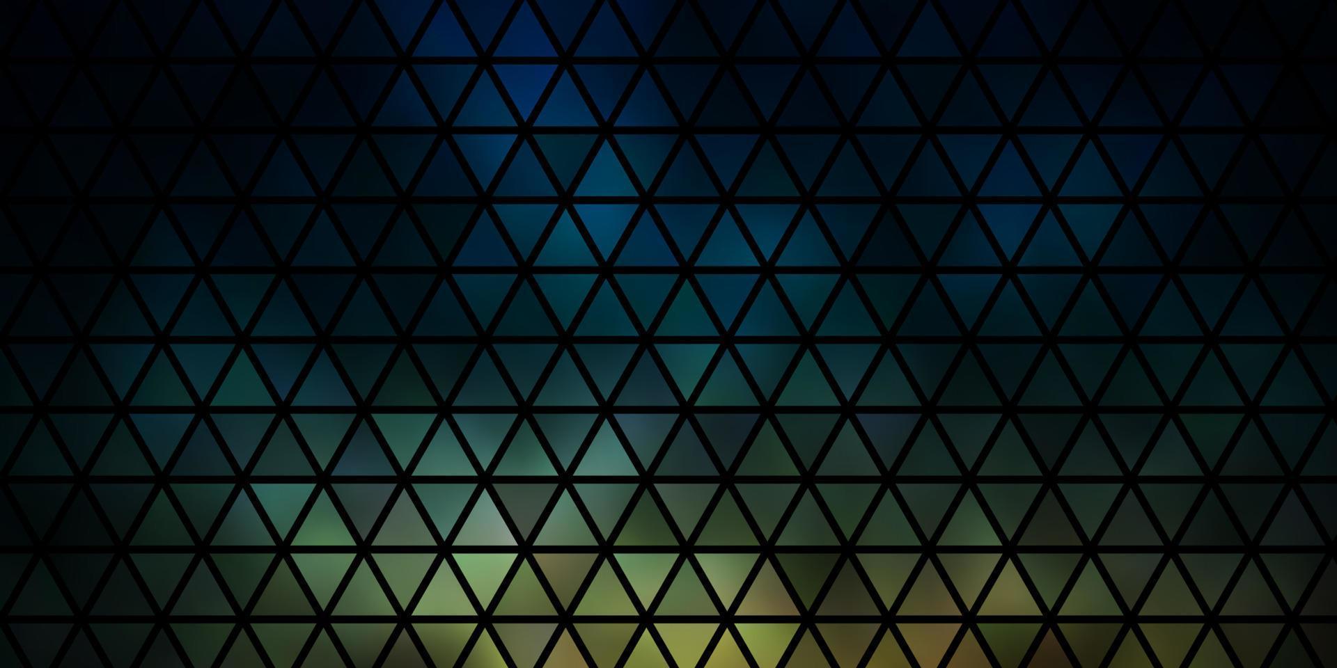 donkerblauw, geel vectorsjabloon met kristallen, driehoeken. vector