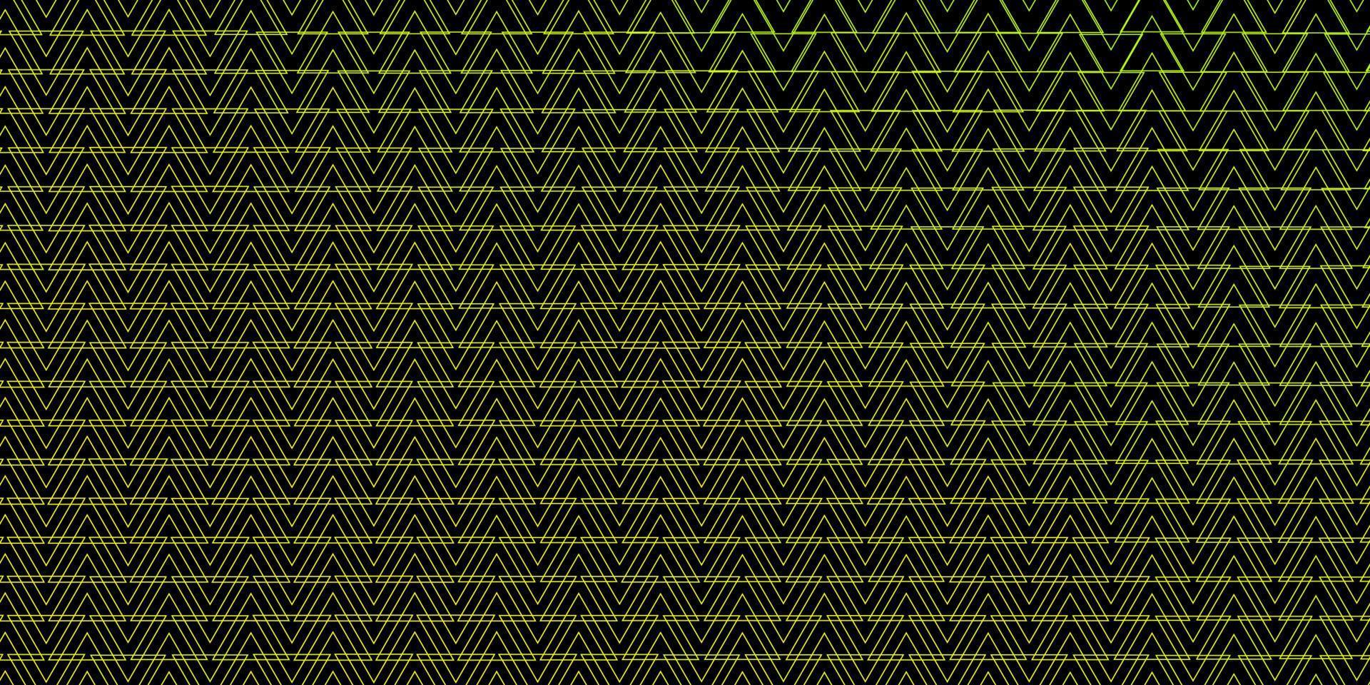 donkergroene, gele vector achtergrond met lijnen, driehoeken.