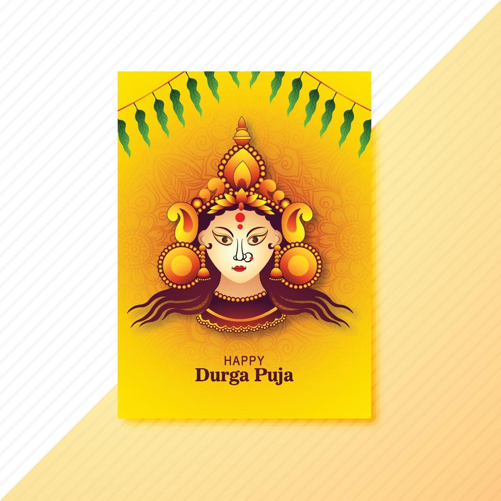 religieus gelukkig durga puja kaart festival brochure sjabloon ontwerp vector