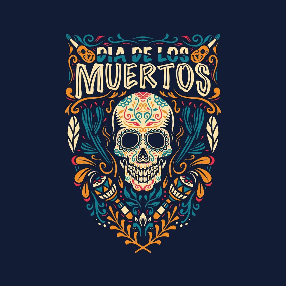 vector illustratie van een sierlijk versierd dag van de dood, dia de los muertos, suiker schedel