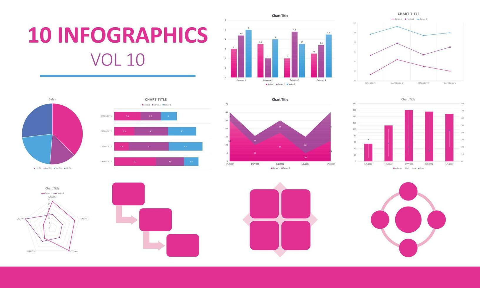 10 infographic elementen pak infographic elementen gegevens visualisatie vector ontwerp sjabloon. kan worden gebruikt voor stappen, opties, bedrijf processen, werkstroom, diagram, flowchart concept, tijdlijn,