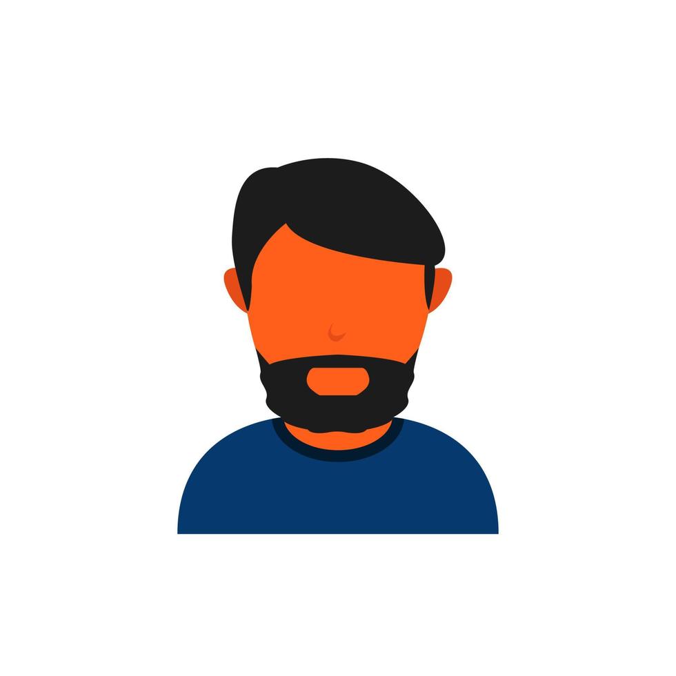 oranje huid avatar met zwart baard en blauw t-shirt vector