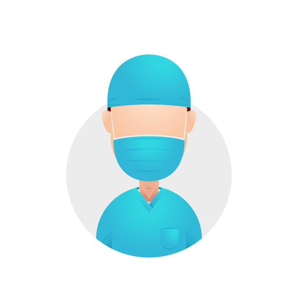 chirurg dokter draagt chirurgisch jurk duidelijk Nee gezicht avatar icoon illustratie vector