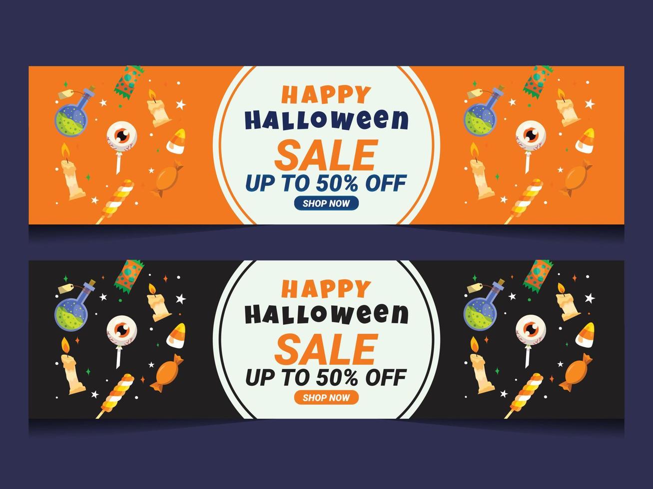 halloween uitverkoop Promotie banier met halloween snoepjes vector