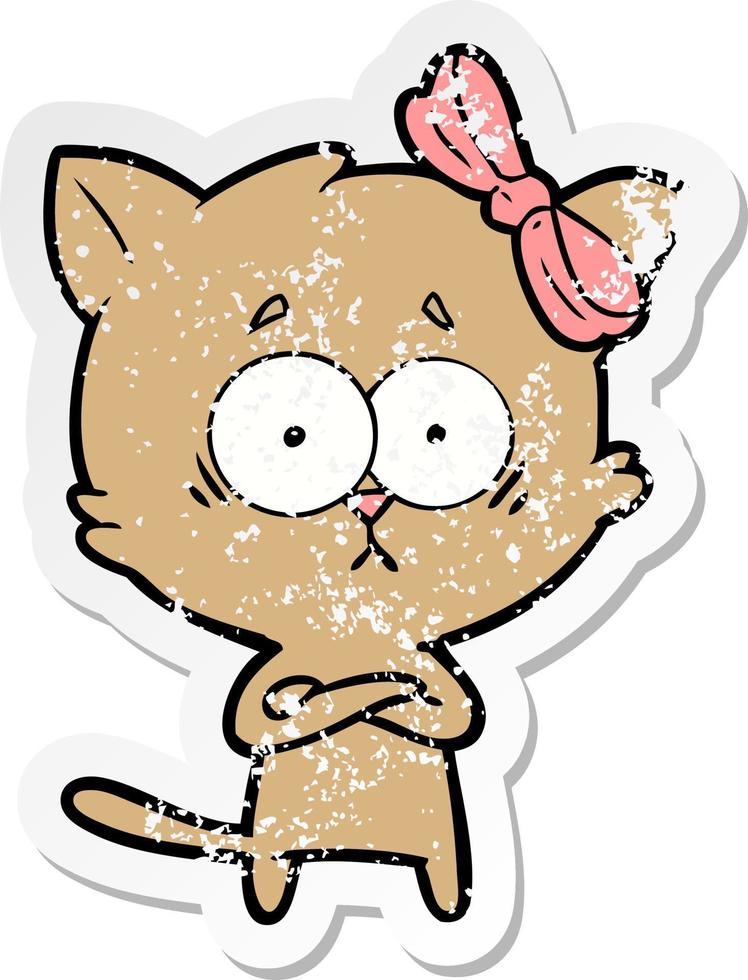 noodlijdende sticker van een cartoonkat vector