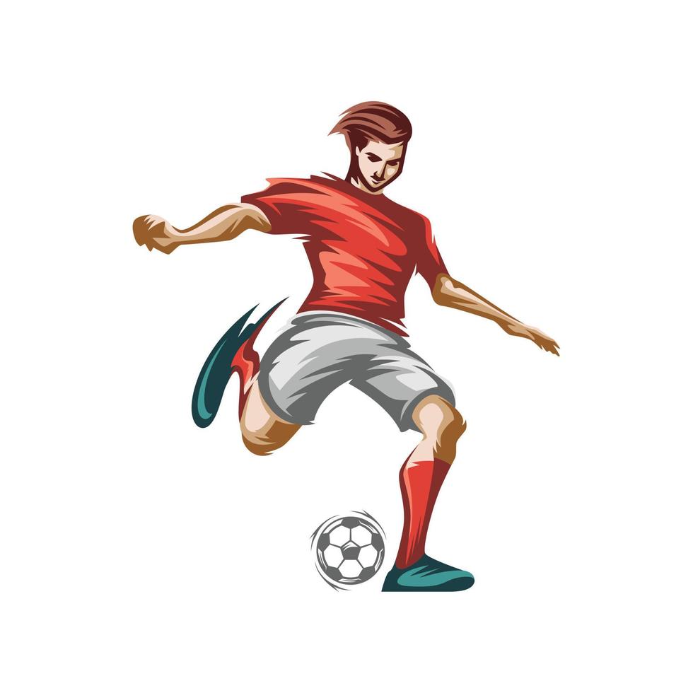 voetbal speler schoppen bal. vector illustratie