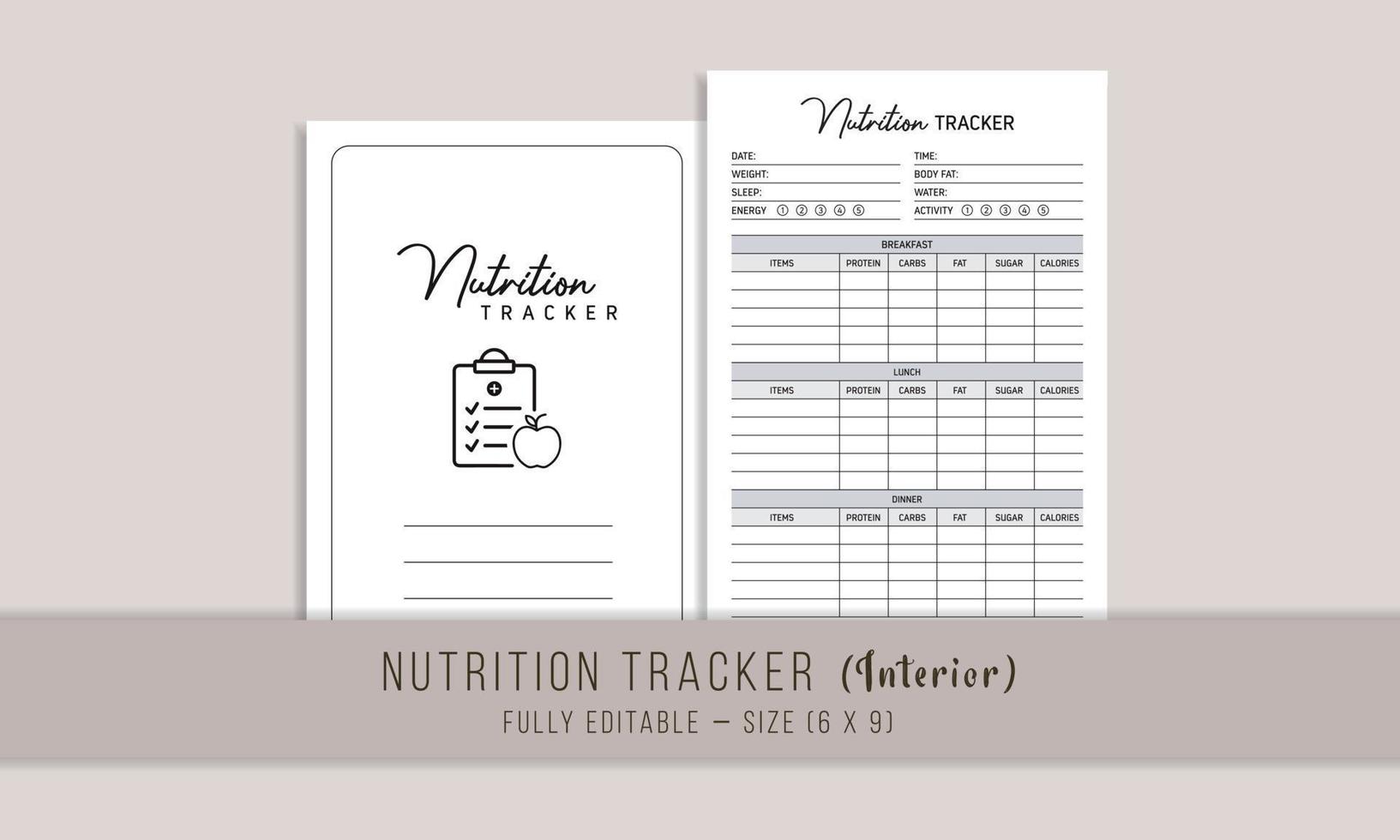 voeding tracker log boek interieur sjabloon ontwerp vector