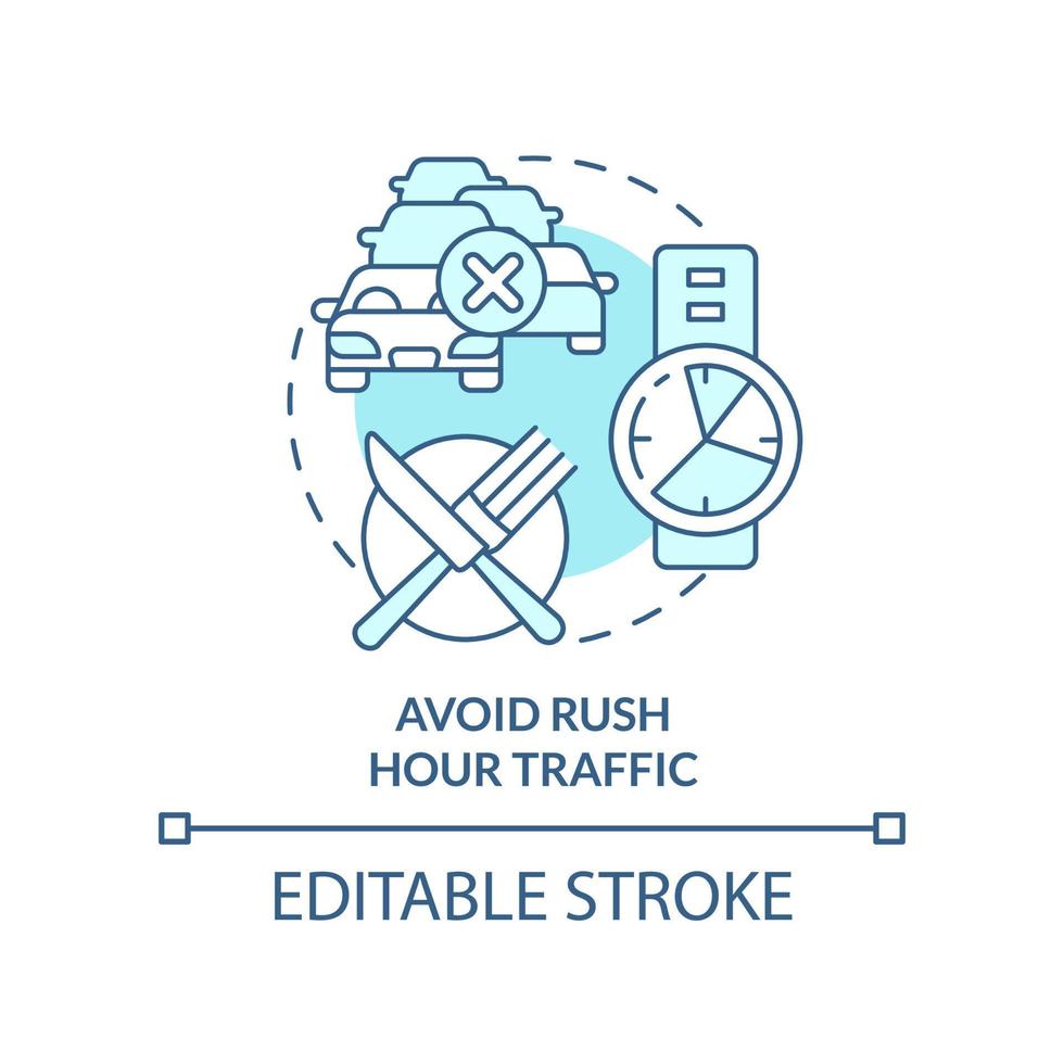 vermijden stormloop uur verkeer turkoois concept icoon. verspilling tijd. weg reis aanbeveling abstract idee dun lijn illustratie. geïsoleerd schets tekening. bewerkbare hartinfarct. vector