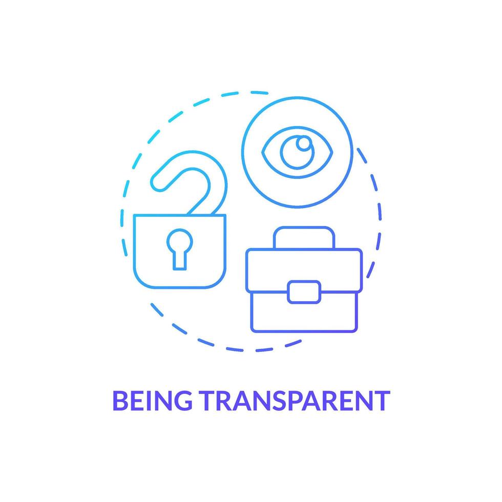 wezen transparant blauw helling concept icoon. ethiek in klant transacties abstract idee dun lijn illustratie. persoonlijk gegevens controle. geïsoleerd schets tekening. vector