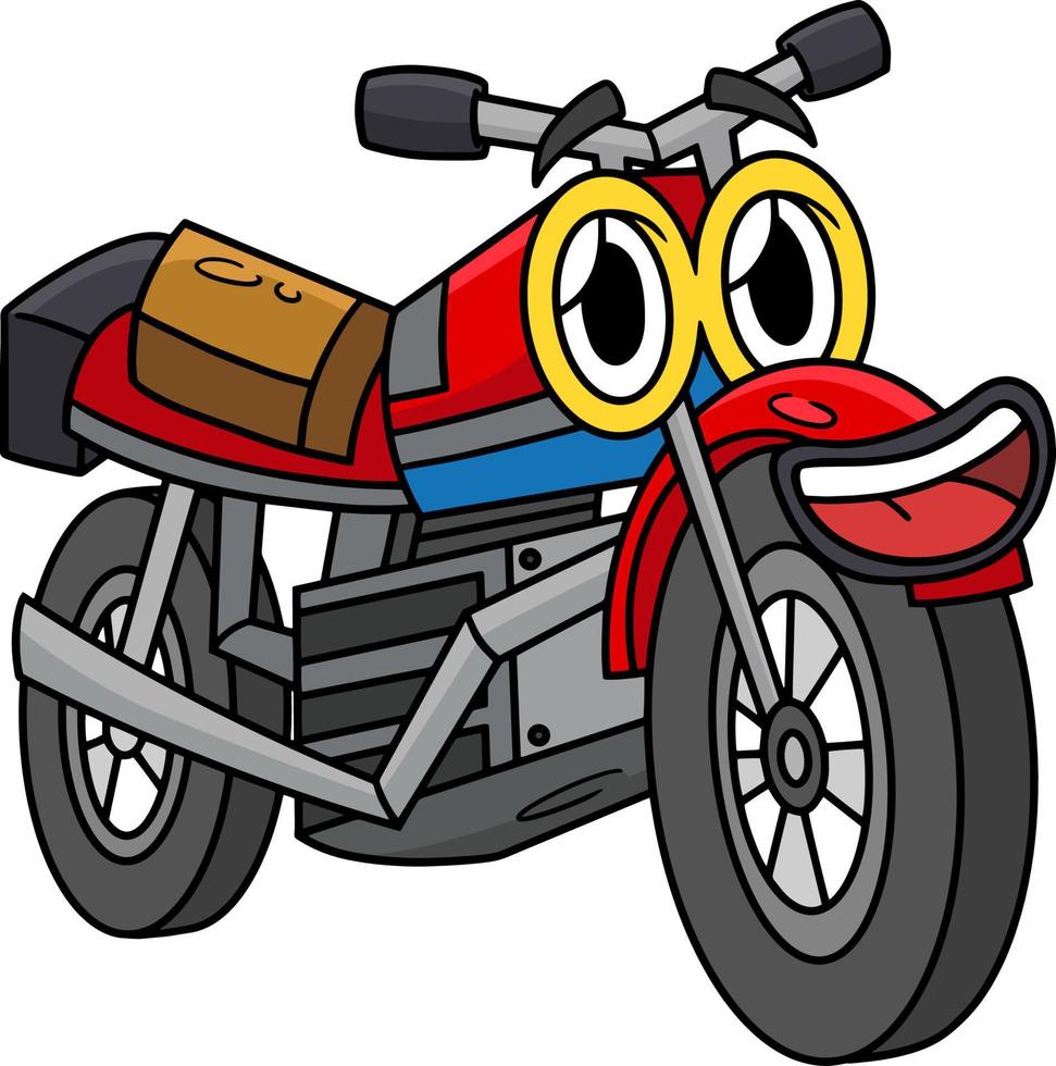 motorfiets met gezicht voertuig tekenfilm clip art vector