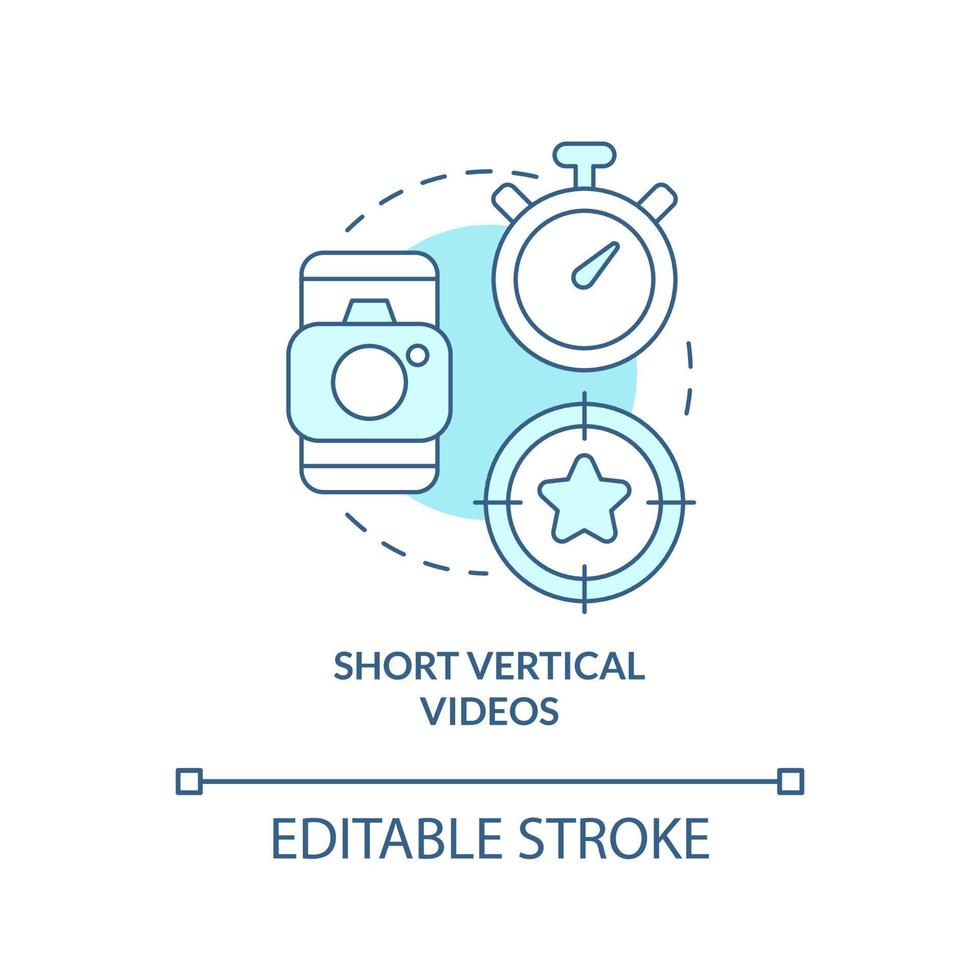 kort verticaal videos turkoois concept icoon. media formaat. sociaal media neiging abstract idee dun lijn illustratie. geïsoleerd schets tekening. bewerkbare hartinfarct. vector