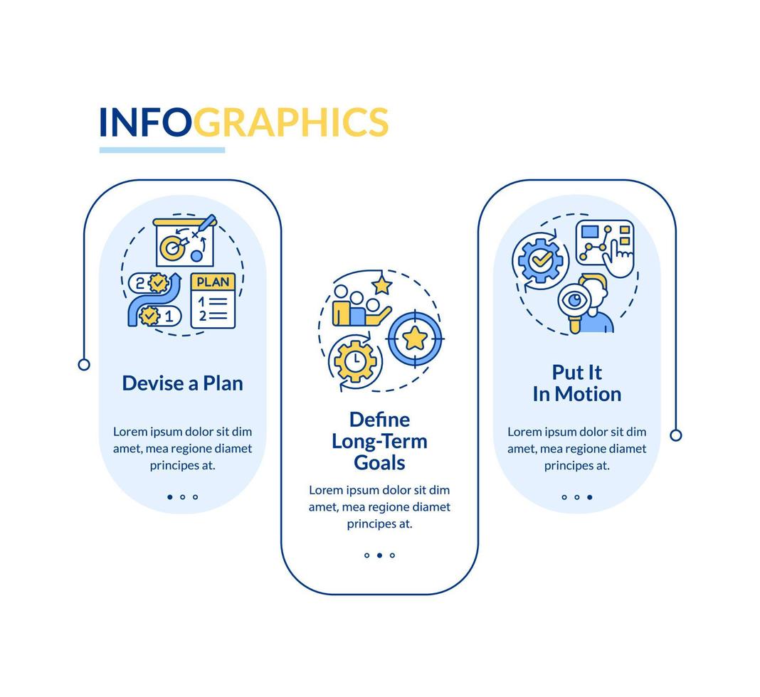 planning rechthoek infographic sjabloon. bedrijf strategie. gegevens visualisatie met 3 stappen. bewerkbare tijdlijn info grafiek. workflow lay-out met lijn pictogrammen. vector