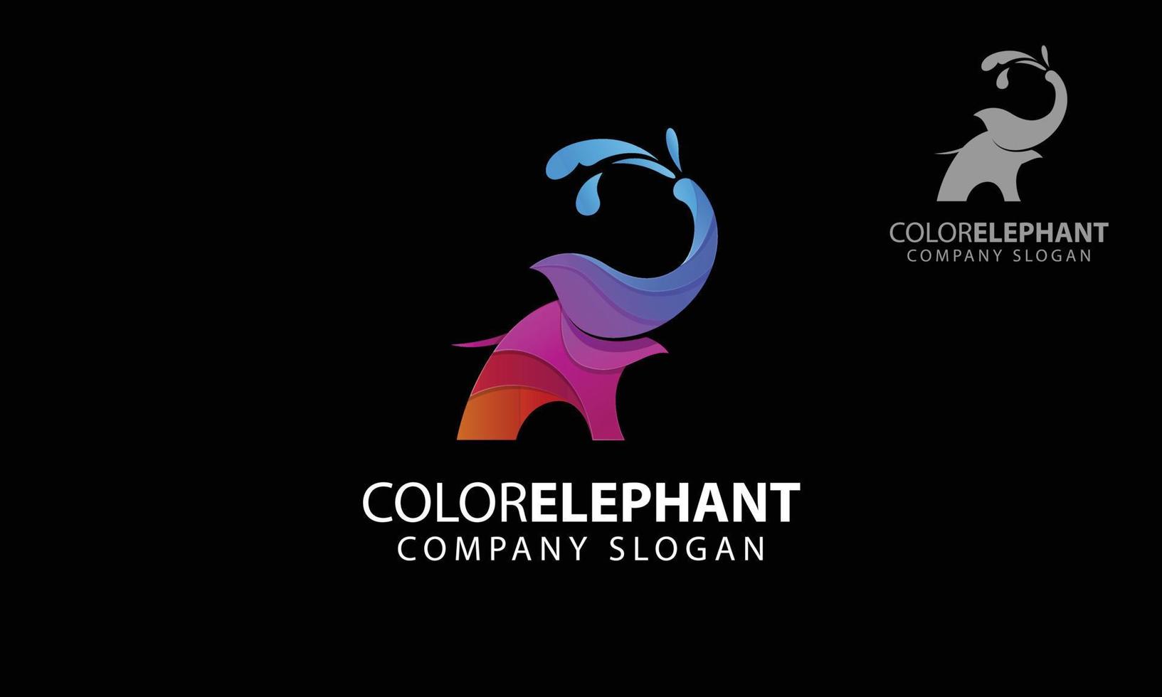 kleur olifant vector logo sjabloon Aan zwart achtergrond. deze logo een professioneel schoon en elegant kan worden gebruikt voor ontwerp studio's, agentschappen architectonisch, marketing, software ontwikkeling en app, enz