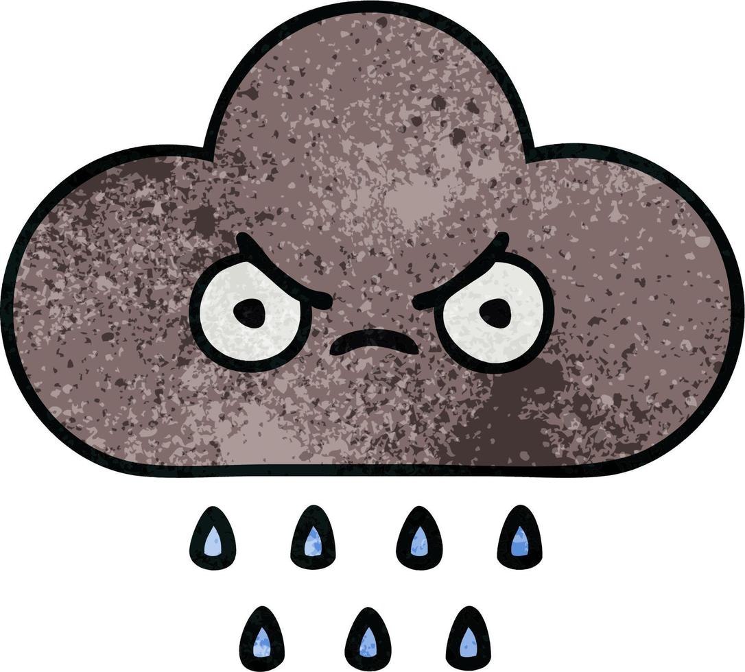 retro grunge textuur cartoon storm regen wolk vector