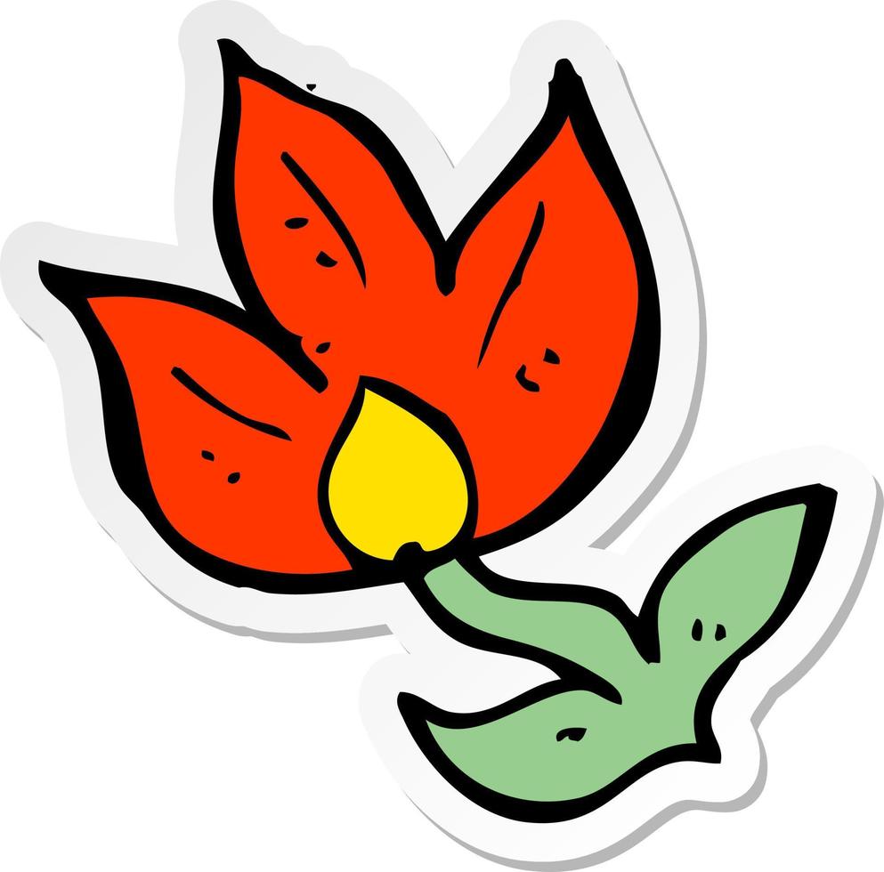 sticker van een cartoonbloem vector