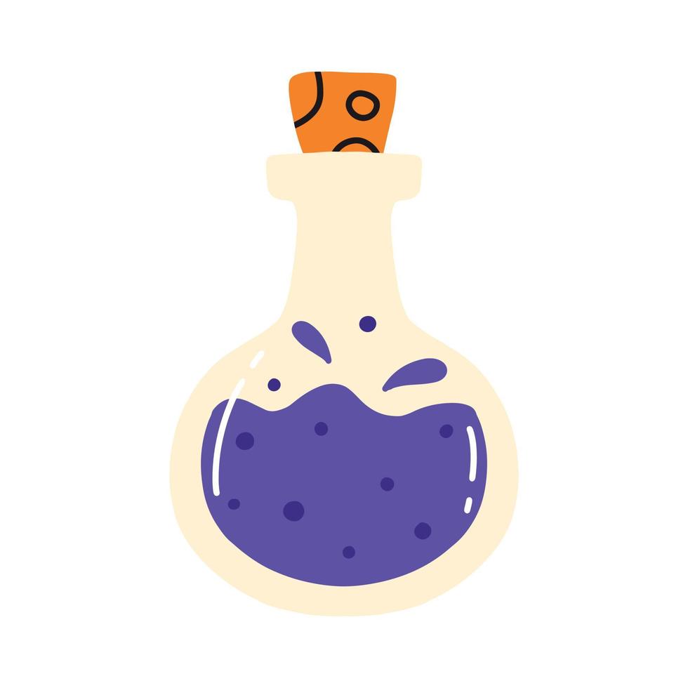 een pot van toverdrank of vergif. magie toverdrank. vector illustratie. getrokken stijl.