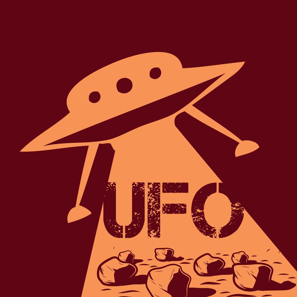 ufo illustratie embleem, spatie planeet vector ontwerp