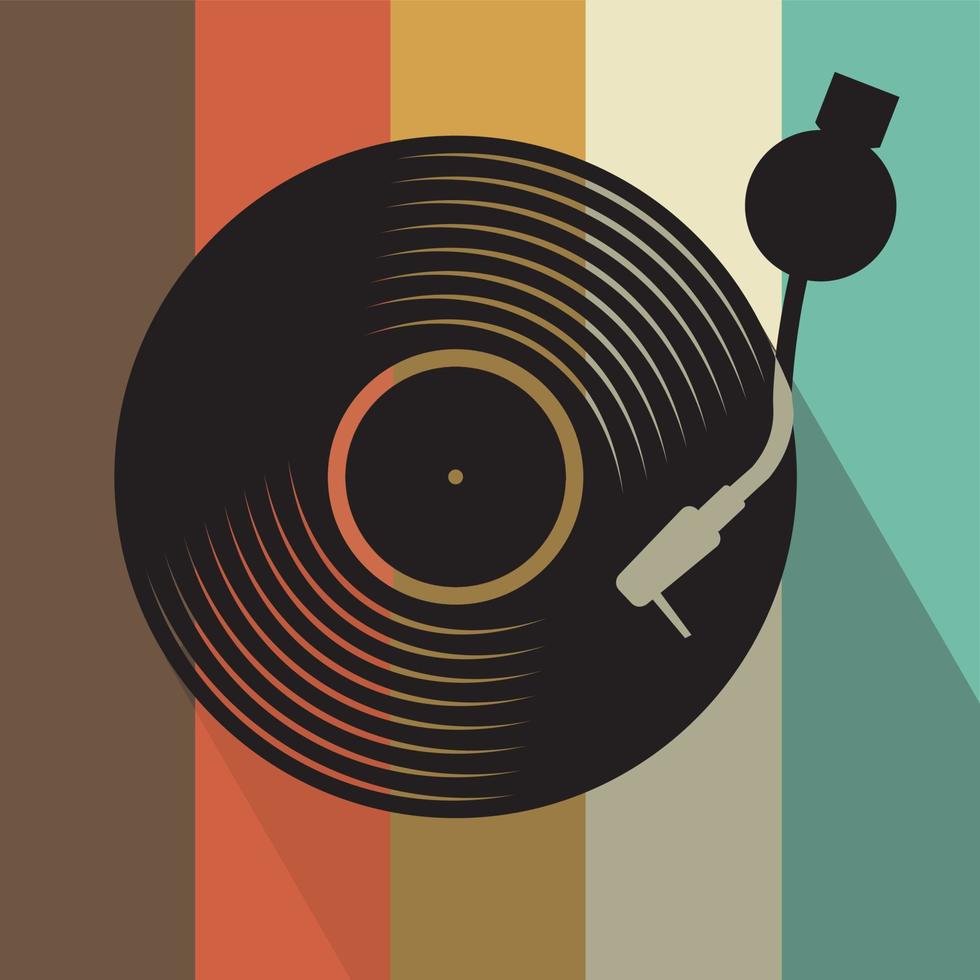 zwart vinyl Vermelding schijf vlak retro concept vector illustratie