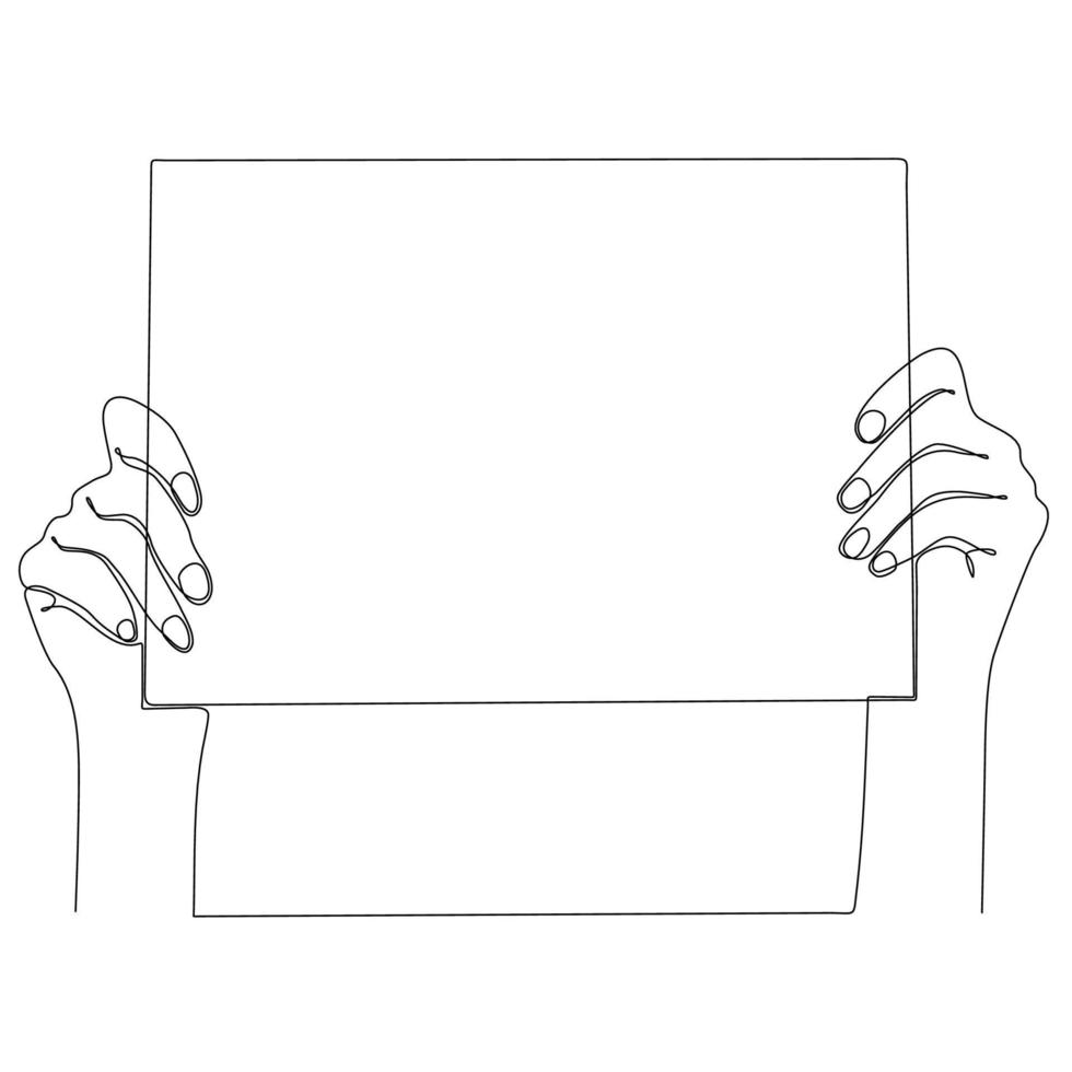 doorlopend lijn tekening hand- Holding boek vector illustratie