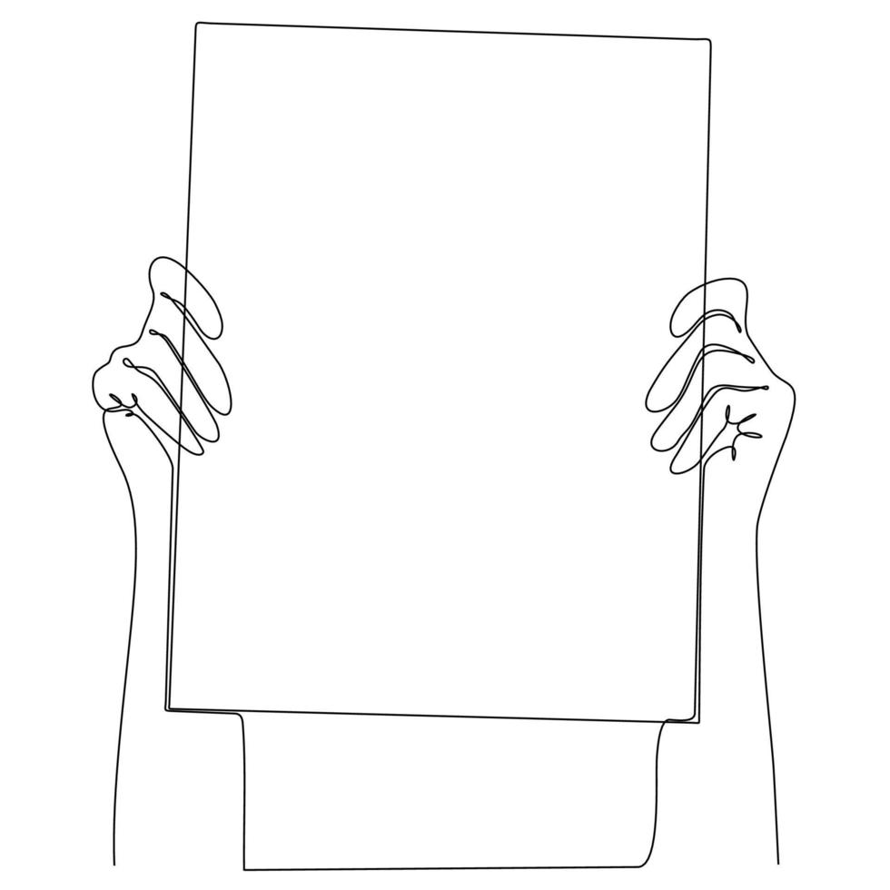 doorlopend lijn tekening hand- Holding boek vector illustratie