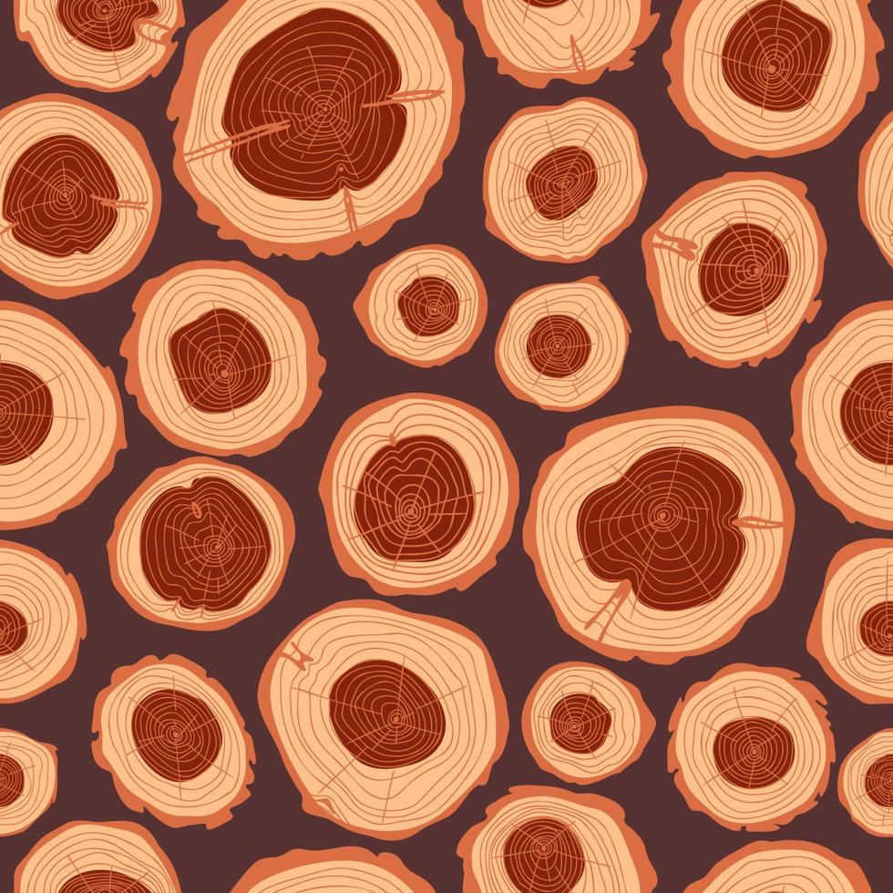 naadloos patroon van bezuinigingen van boom kofferbak, ronde besnoeiing van logboeken achtergrond, golvend ringen, concentrisch hand- getrokken cirkels, houten backdrop vector illustratie